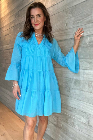 Neon Short Dress - Cyan