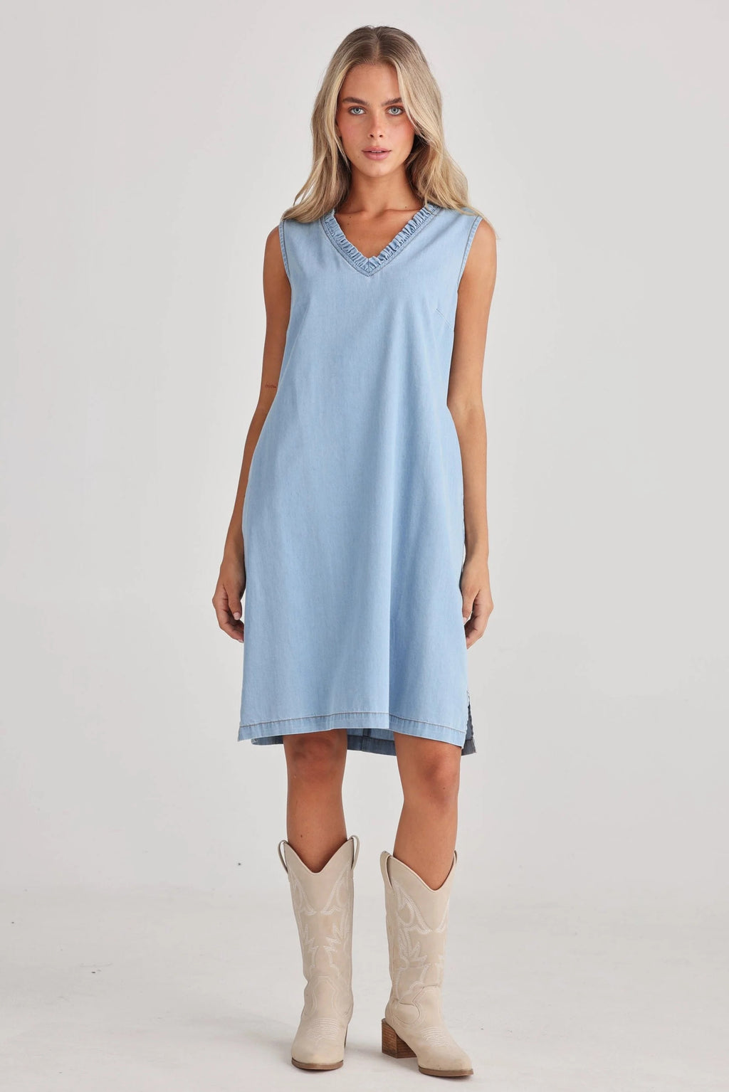 Vera Chambray Dress - Light Denim