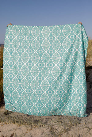 XL Towel/Picnic Blanket - Aqua Bloom/Folk Aqua