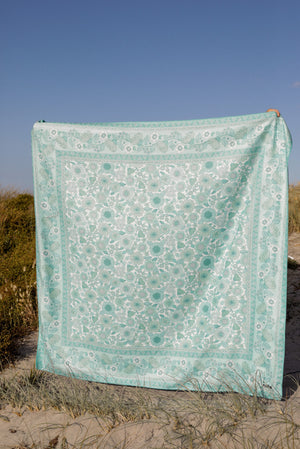 XL Towel/Picnic Blanket - Aqua Bloom/Folk Aqua