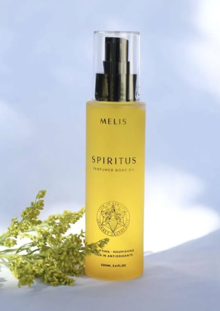 Nativus Spiritus (truth) - 100ml perfumed body oil, by Melis This naturally perfumed body oil melts into your skin for an instant and transformative boost to the skin and senses. It is rich in nourishing antioxidant botanicals, luxurious oils and scented with our signature Spiritus parfum featuring wild Australian native ingredients. 