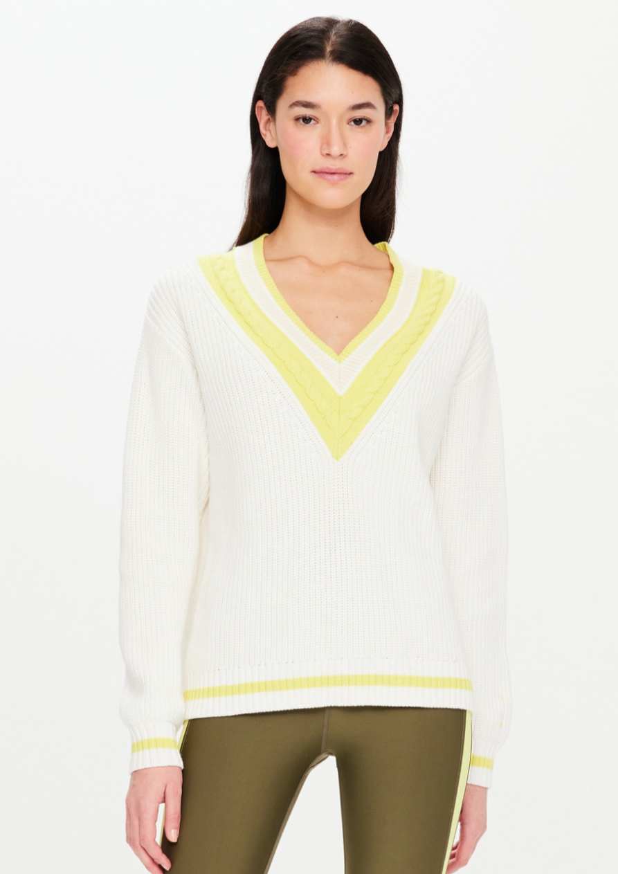 Louie Knitted Sweater - White/Citrus