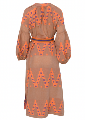 Devotion Korali Dress - Beige/Orange