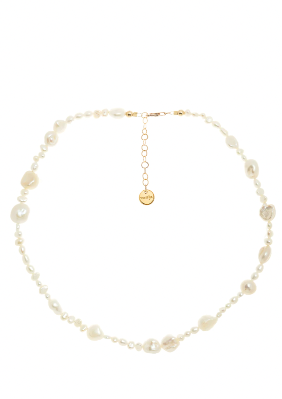 Margarita Paraguachi Necklace Named after one my favourite Plaza (square) in Margarita Island back home in Venezuela. This playful necklace features an elegant mixture of Freshwater pearls in different shapes & sizes.