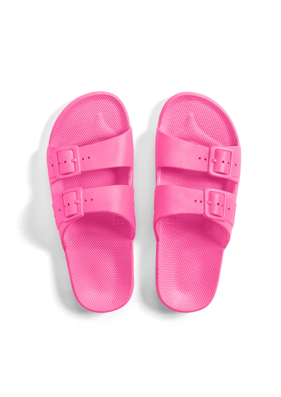 Freedom Moses 'Glow' - Pink Neon Slides We kept only the essentials, for the ultimate comfort.  Our slides are flexible, yet supportive.  Designed to feel like a hug for your feet