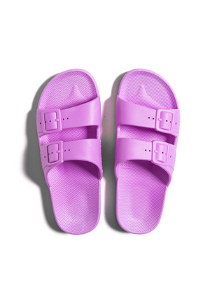 Freedom Moses 'Ultra' - Neon Purple Slides We kept only the essentials, for the ultimate comfort.  Our slides are flexible, yet supportive.  Designed to feel like a hug for your feet