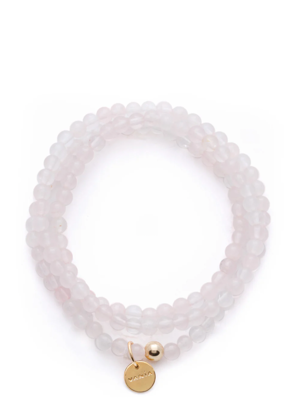 Amuleto Rose Quartz Wrap Bracelet - Small bead/Gold Rose Quartz is believed to be the teacher of the true essence of love. Rumor has it that Ancient Egyptians used to ground rose quartz to a fine powder to make facial masks, illustrating the importance of self-care and that the pouring of love begins within. By wearing this bracelet be reminded that the greatest love you can offer yourself first is unconditional self-love. 