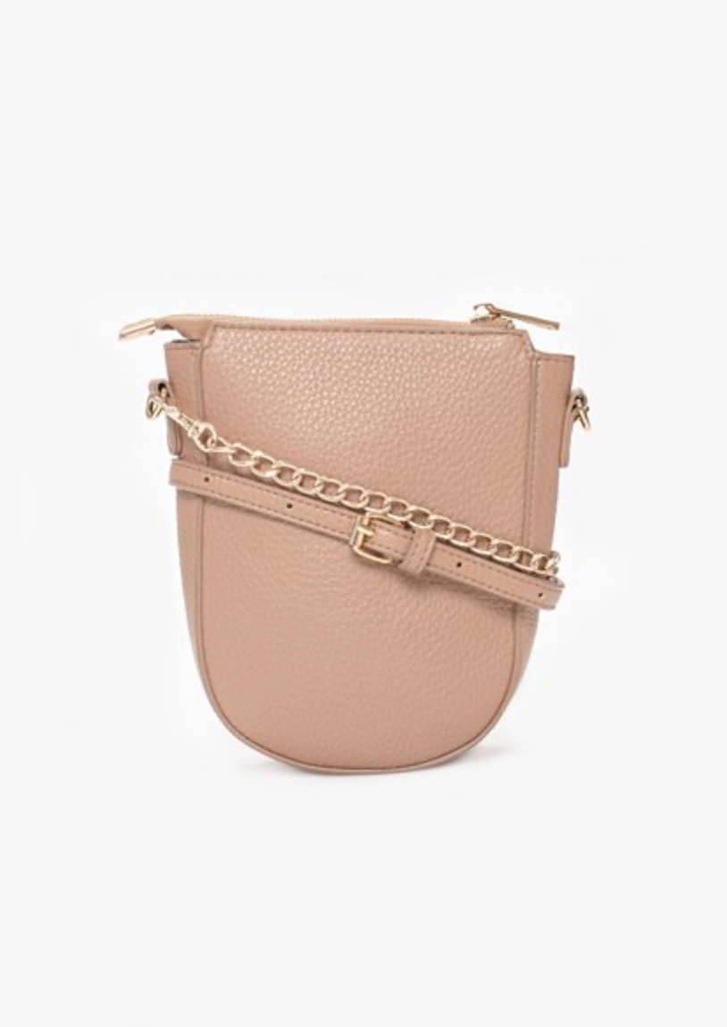 Dylan Bag - Blush, by Antler Removable & Adjustable Strap with Chain.  Gold Toned Hardware.  High Grade Vegan Leather.  17w x 5d x 21h (cm)