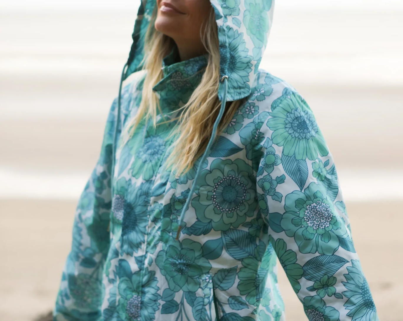 Eco Rain Jacket - Aqua Bloom