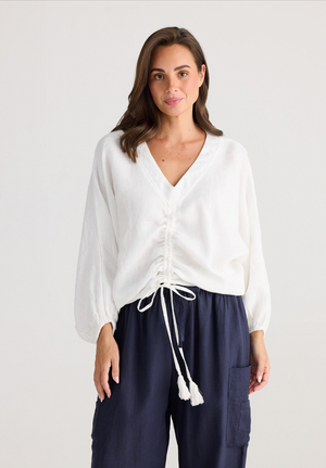 Happy Hour Top - White Linen Gauze