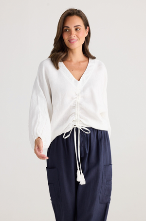 Happy Hour Top - White Linen Gauze