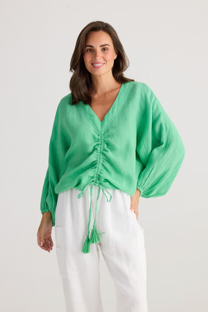 Happy Hour Top - Apple Linen Gauze