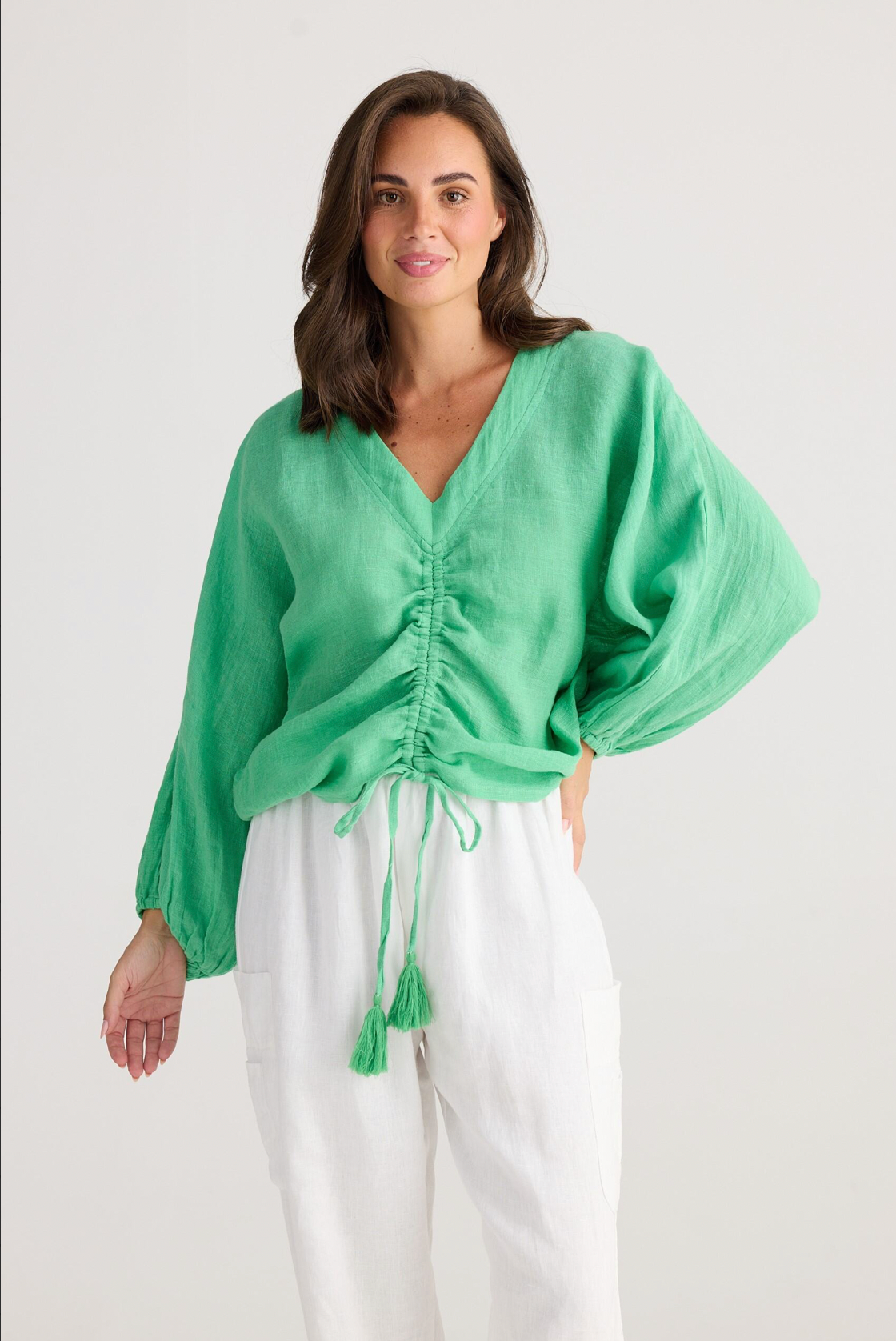 Happy Hour Top - Apple Linen Gauze