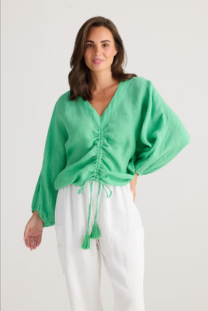 Happy Hour Top - Apple Linen Gauze