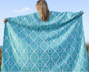 XL Towel/Picnic Blanket - Aqua Bloom/Folk Aqua