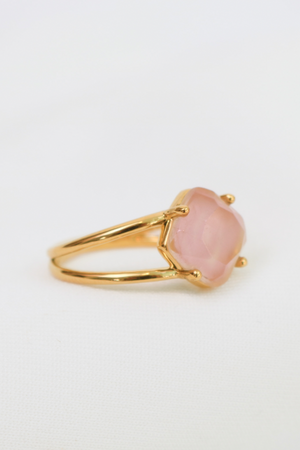 &nbsp;Aura Calming Ring in Gold with Rose Quartz | Love Lunamei