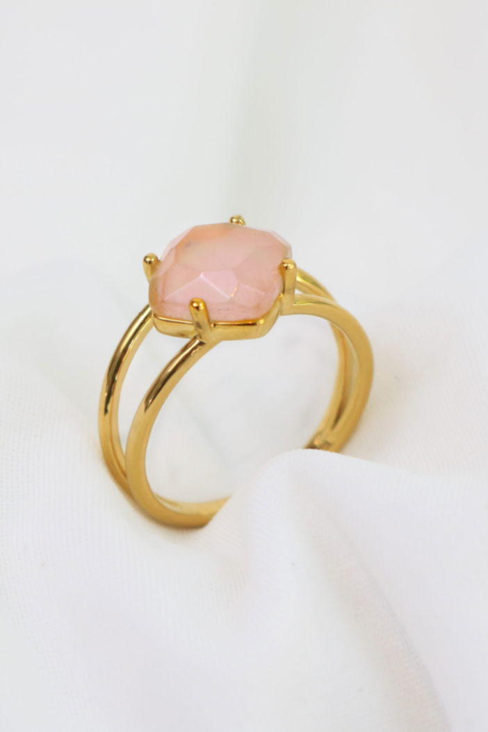 Aura Calming Ring - Gold with Rose Quartz