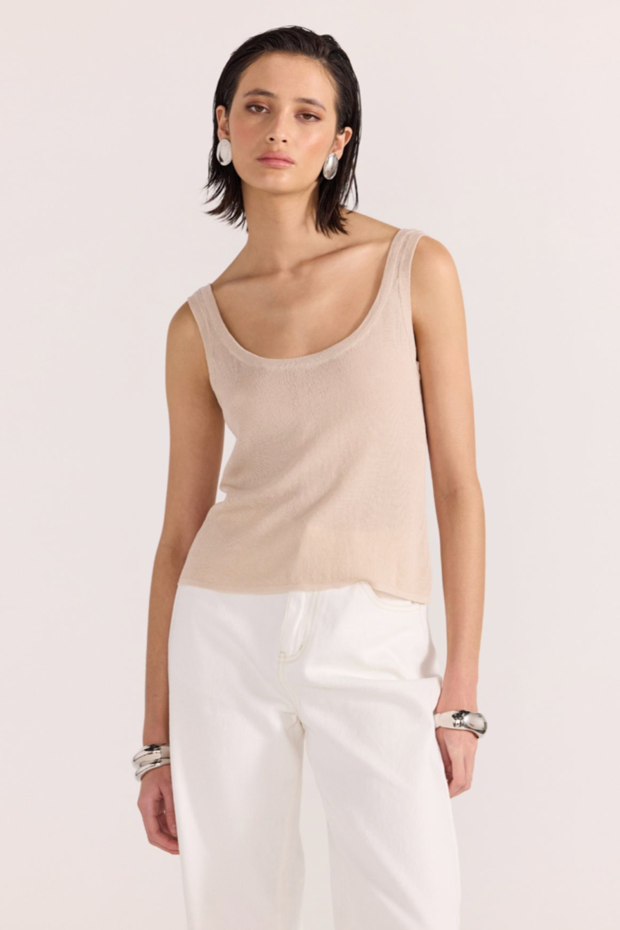 Anna Sheer Knit Tank - Beige, by Staple The Label

The Anna Sheer Knit Tank is a timeless wardrobe essential. Featuring a relaxed silhouette, and lightweight knit fabrication.