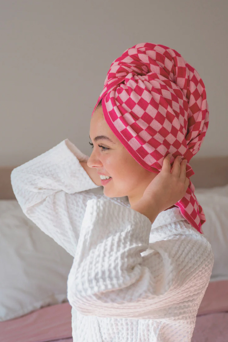 Hair & Travel Towel - Pink Chevron