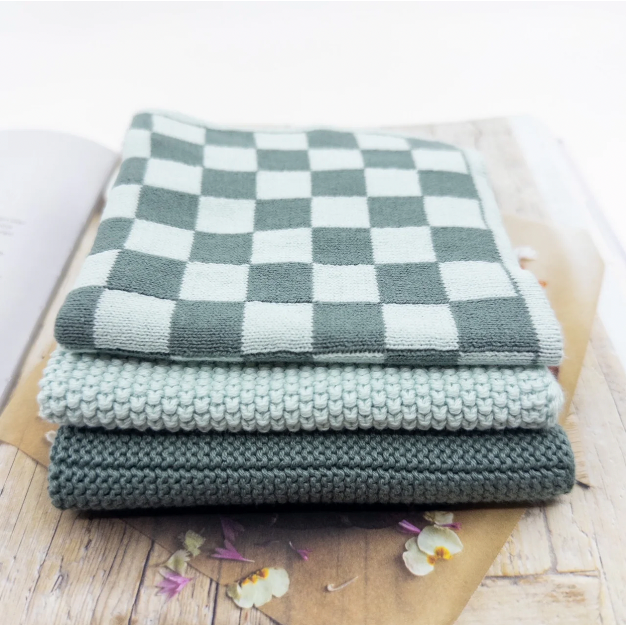 Dishcloth Variety 3pk - Sea Foam Chequer