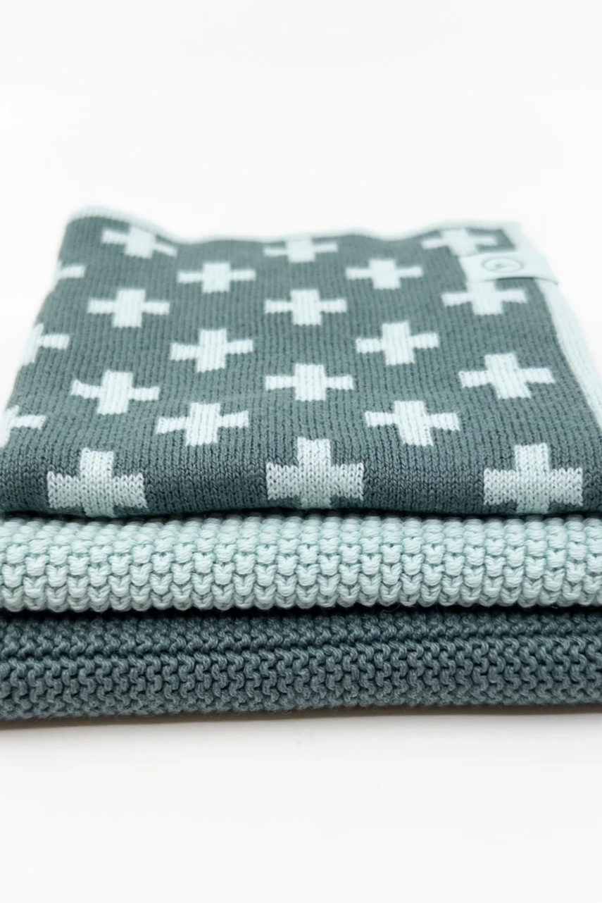 Dishcloth Variety 3pk - Sea Foam Cross
