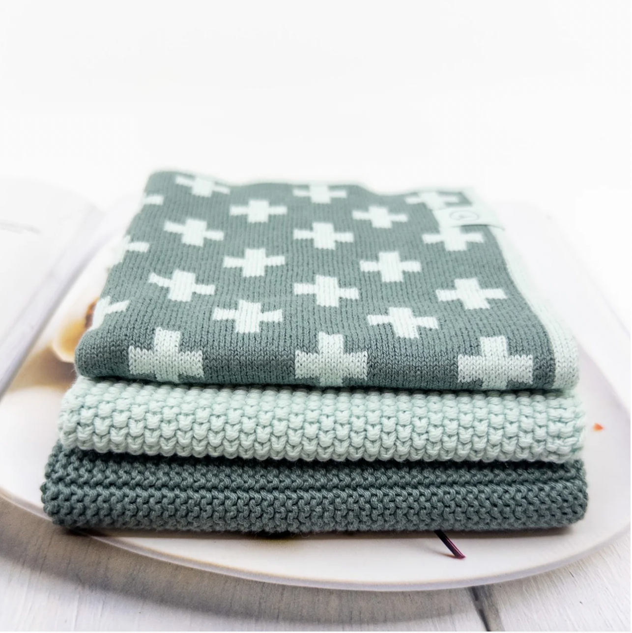 Dishcloth Variety 3pk - Sea Foam Cross