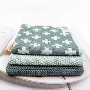 Dishcloth Variety 3pk - Sea Foam Cross