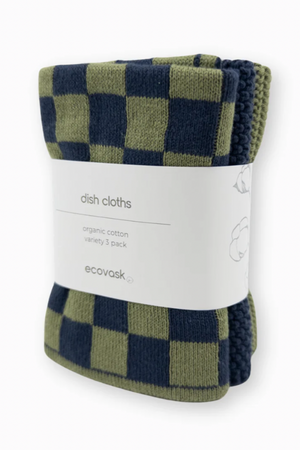 Dishcloth Variety 3pk - Navy Pistachio Checker