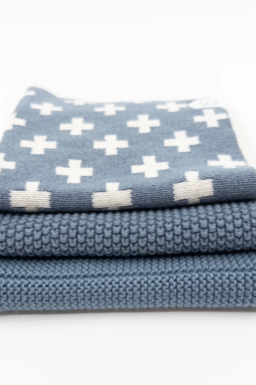 Dishcloth Variety 3pk - Denim Cross