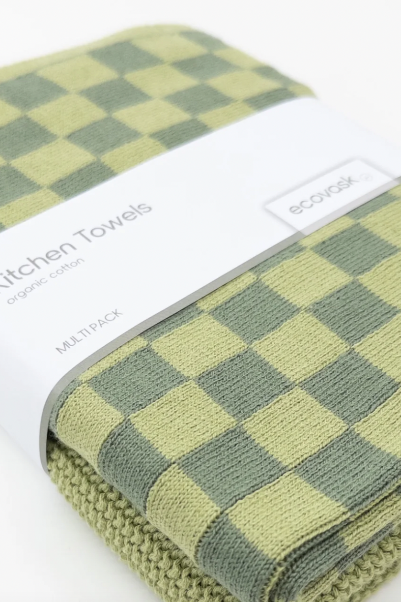 Kitchen Towel Duos - Avocado Chequer