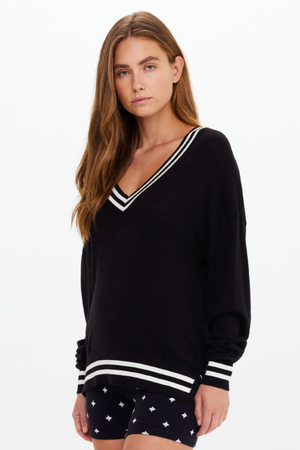Duet V Neck Knit Sweater - Black