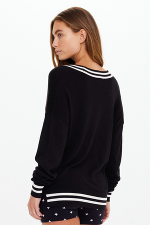 Duet V Neck Knit Sweater - Black