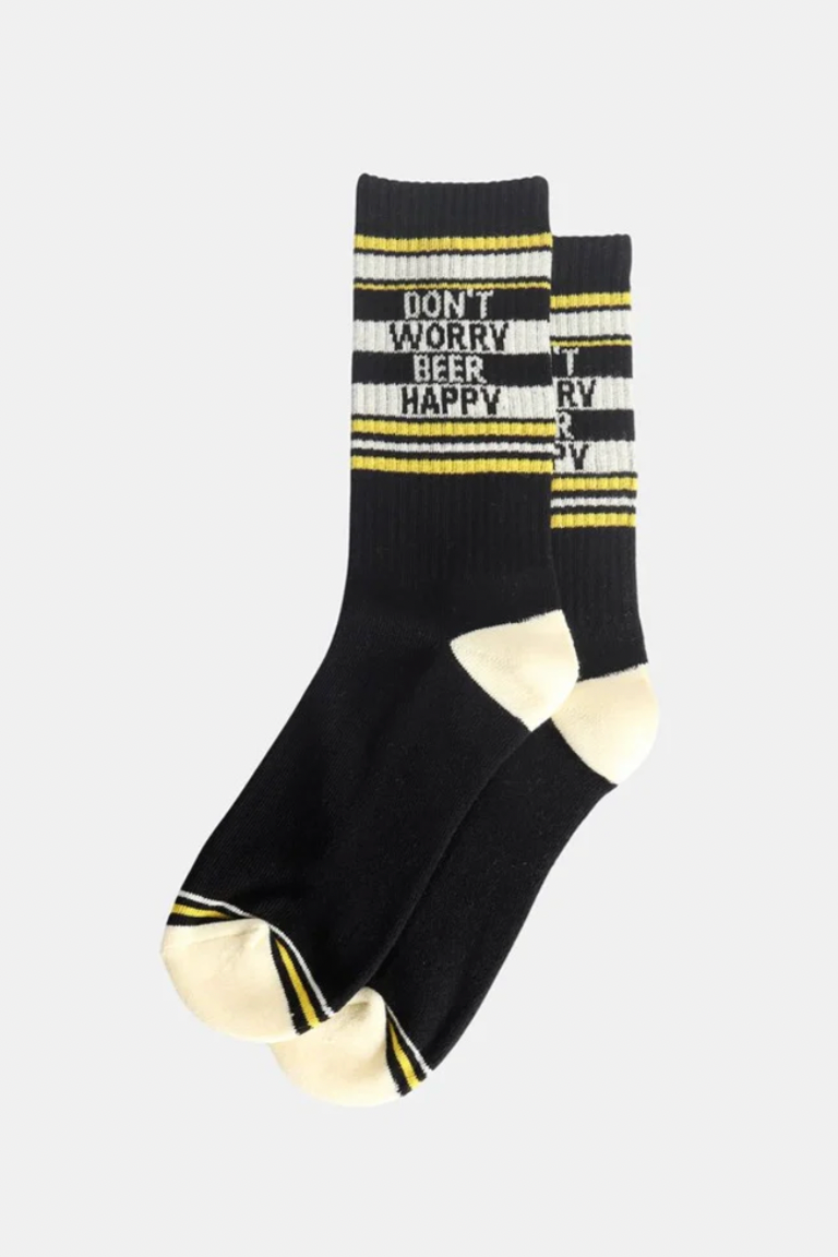 Mens Crew Socks, Black - 'Don't Worry, Beer Happy'

Set your man apart from the rest with these classic crew socks, in fun modern prints

Fits Men’s Shoe Size US 6-11

85% Cotton
10% Nylon
5% Spandex
