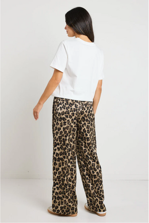 Townie Elastic Waist Satin Pant - Animal