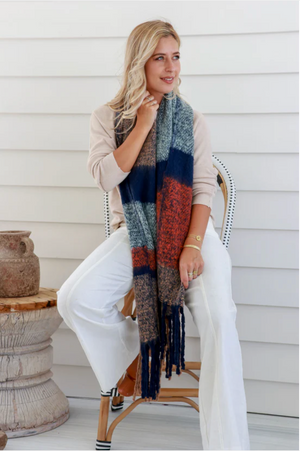 Super Soft Scarf/Wrap - Camel Navy