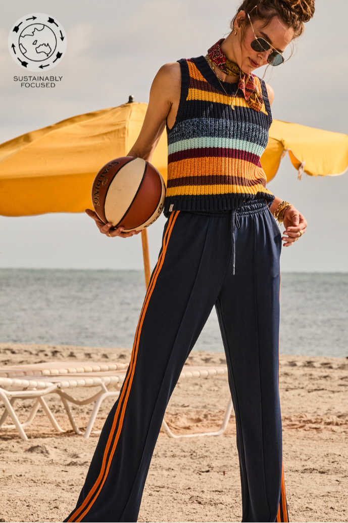 Nelson Knit Crop Vest - Stripe, by The Upside

Ride the rainbow wave in the Nelson Knit Crop Vest

Chunky knit vest in rainbow stripes
Crew ribbed neckline, hem and armholes
Organic cotton knit with multi coloured marle yarns
Slightly cropped shape with arrow logo pip at hem
Please refer to studio images for accurate colour of garment