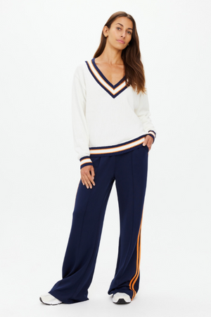 Josette V Neck Knit Sweater - White