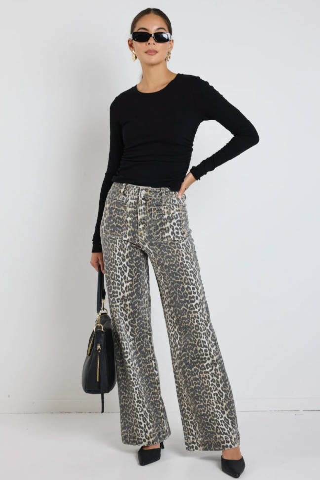 Zoey High Rise Jean - Leopard