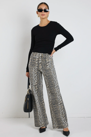 Zoey High Rise Jean - Leopard