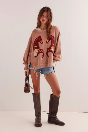 We The Free Graphic Camden Pullover - Mirrored Horses