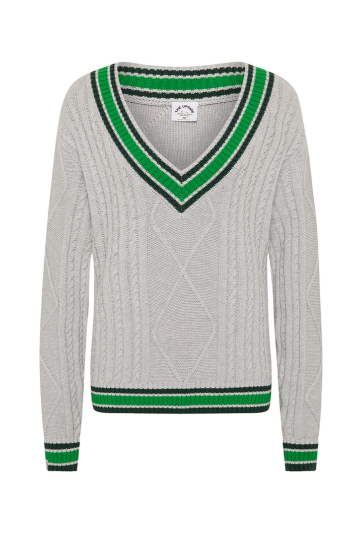 Josette V-Neck Knit Sweater - Grey Marle