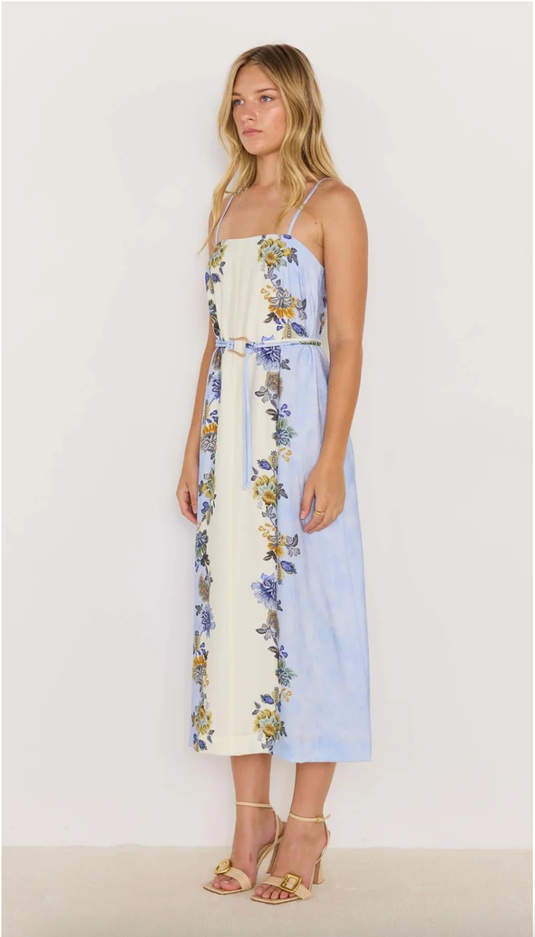 Lucia Midi Dress - Blue & Cream Floral