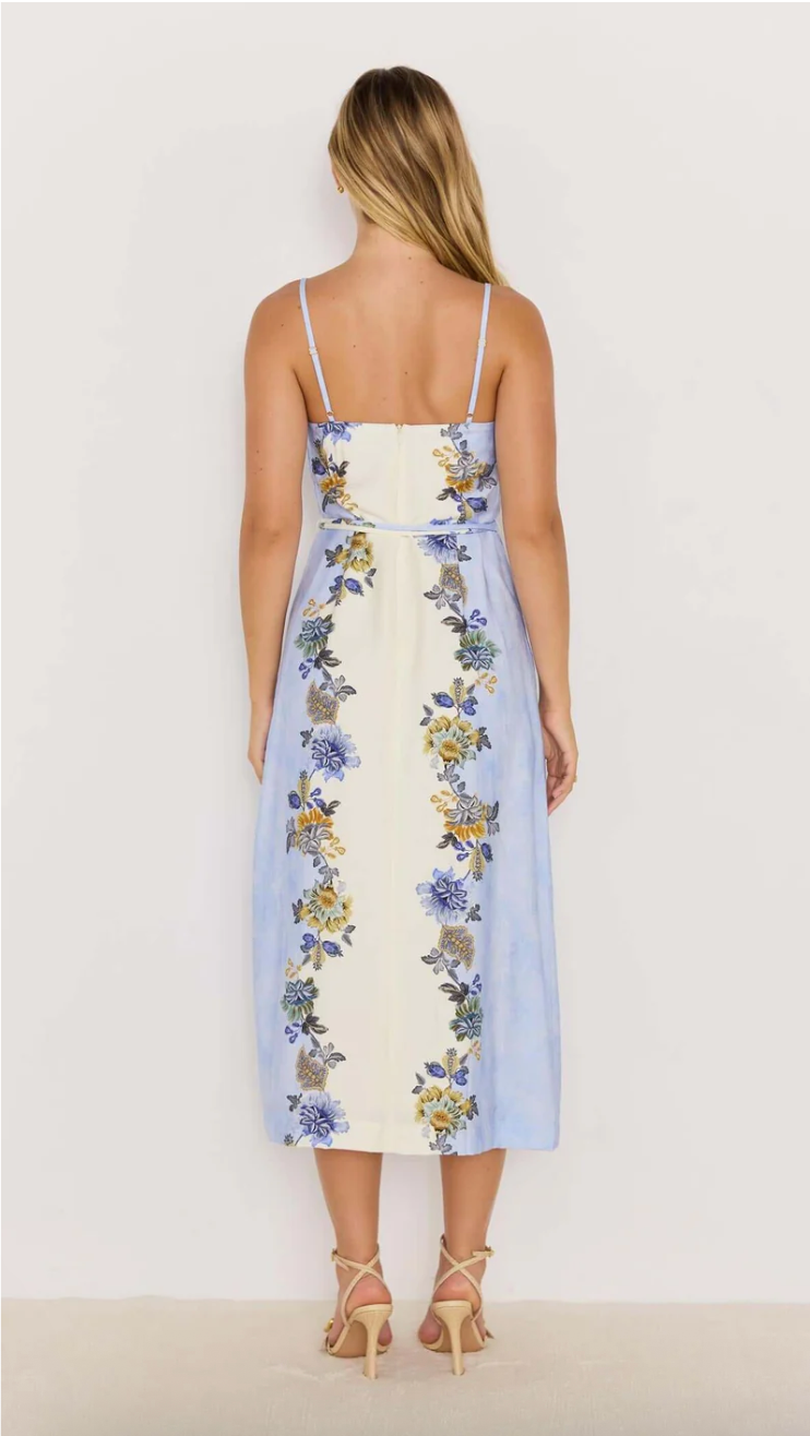 Lucia Midi Dress - Blue & Cream Floral
