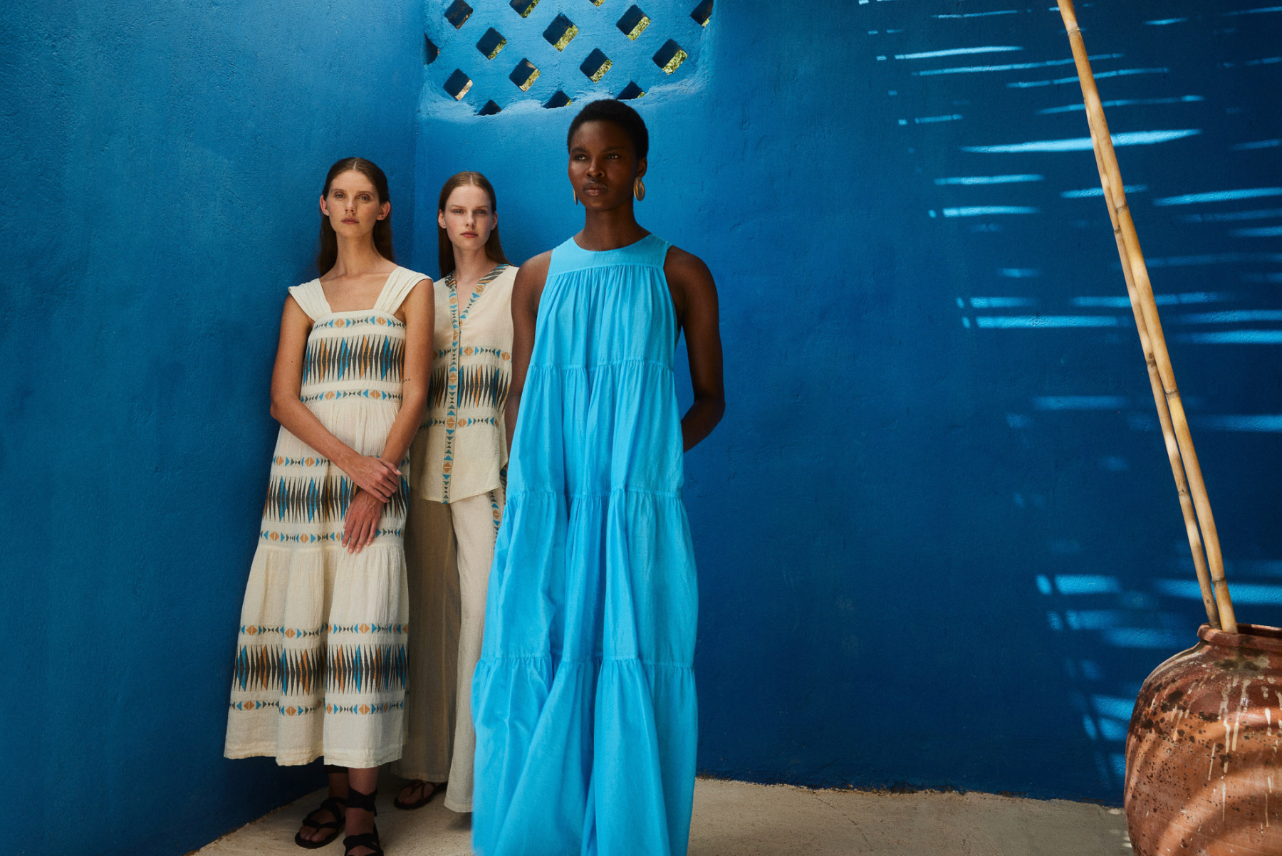 Lack Long Dress - Cyan