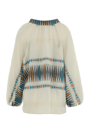 Eris Blouse - Blue/Camel