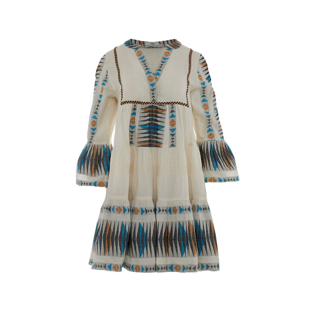 Paradise Short Dress - Blue/Camel