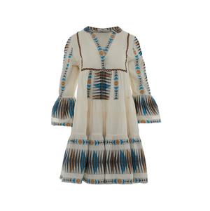 Paradise Short Dress - Blue/Camel