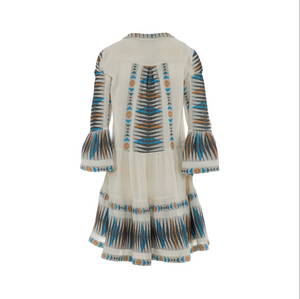 Paradise Short Dress - Blue/Camel