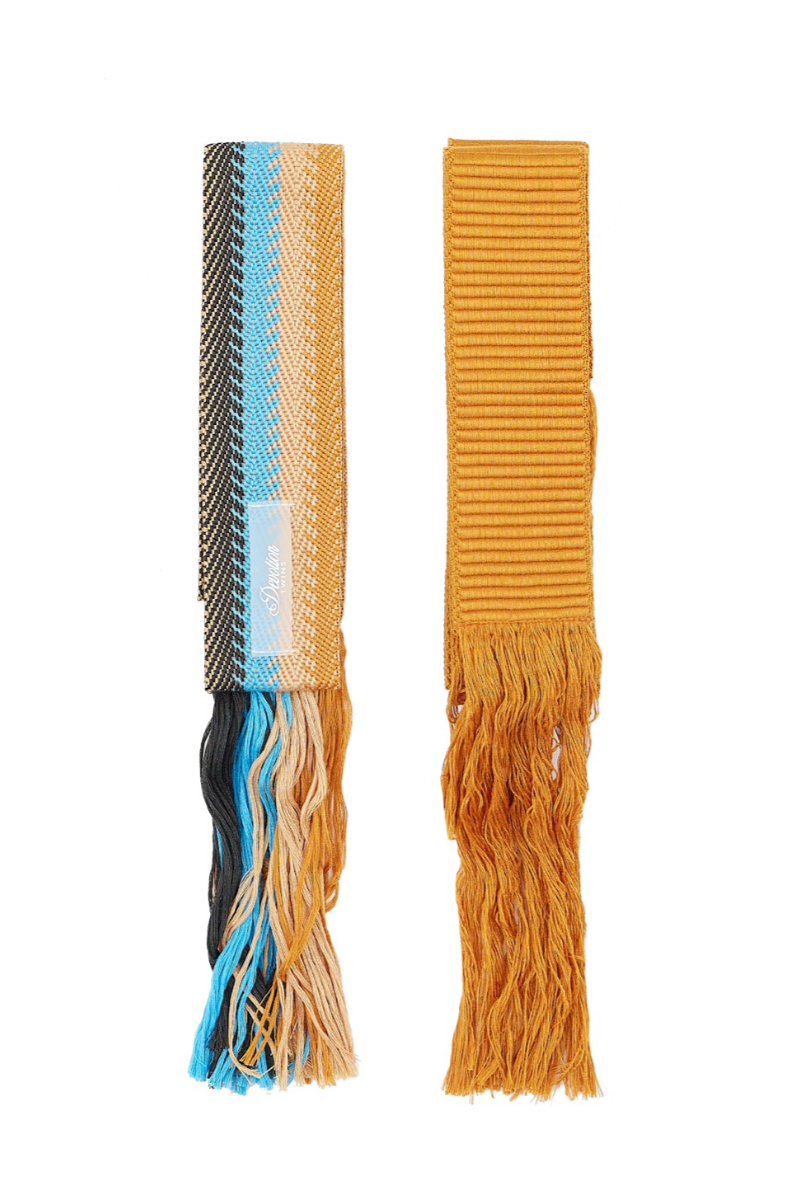 Devotion Twins Hand Woven Belts, Set of 2 - Cyan/Mustard

A summer wardrobe essential, perfect for adding a pop of color and texture to a simple one-color dress or shirt. A boho-chic lover's dream

Set of 2 belts
Tassled
Gift boxed
Handwoven in Greece
100% cotton
180cm&nbsp;