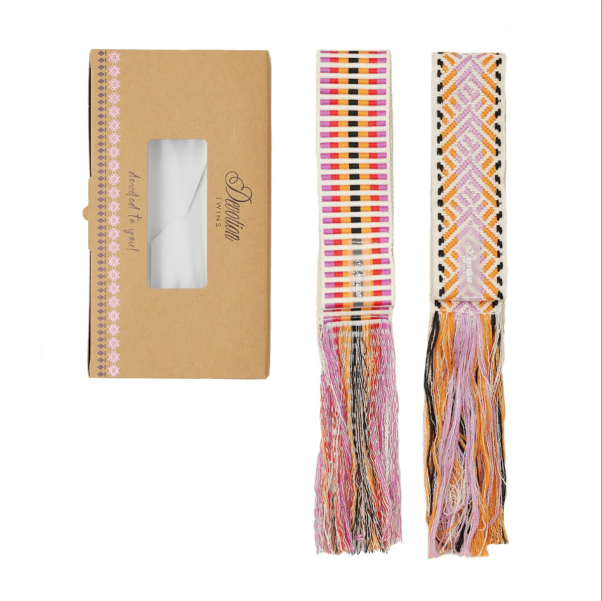 Devotion Twins Hand Woven Belts, Set of 2 - Red/Orange